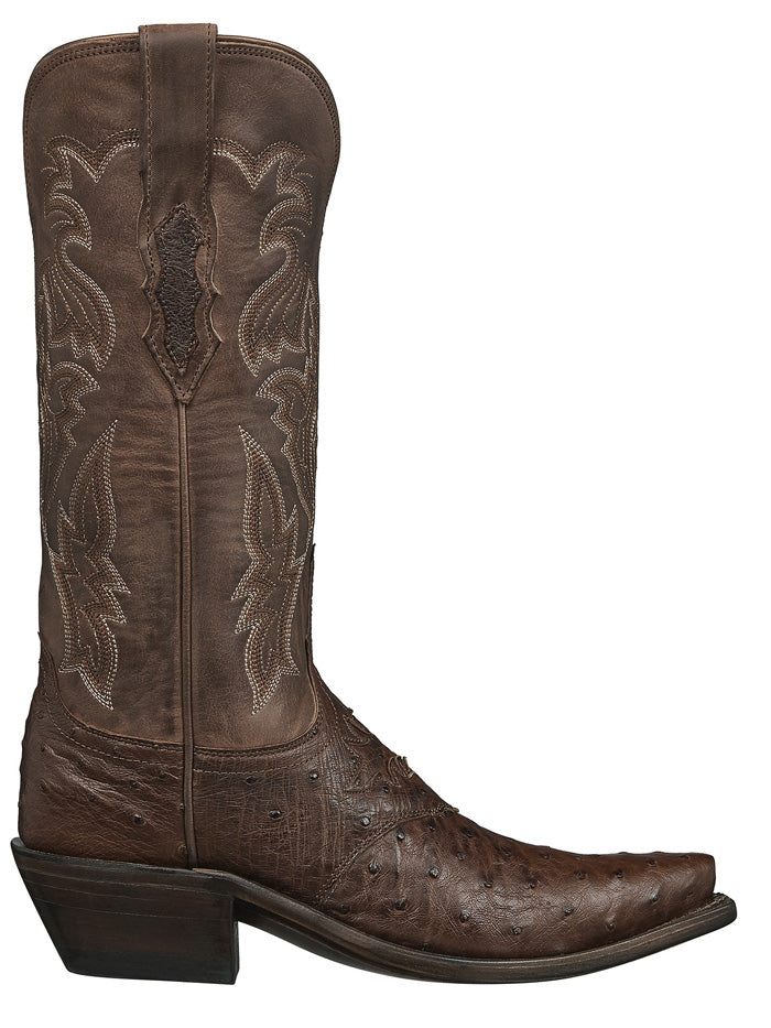 Lucchese M5601.S54 Womens Western Augusta Ostrich Vamp Boots Redwood side view pair. If you need any assistance with this item or the purchase of this item please call us at five six one seven four eight eight eight zero one Monday through Saturday 10:00a.m EST to 8:00 p.m EST 