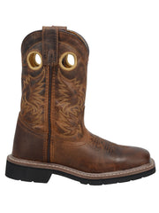 Dan Post DPC2932 Kids Western Leather Square Toe Armarillo Boot Brown side view. If you need any assistance with this item or the purchase of this item please call us at five six one seven four eight eight eight zero one Monday through Saturday 10:00a.m EST to 8:00 p.m EST