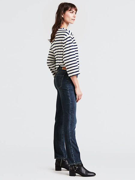 Levi's 392500002 Womens Classic Straight Fit Jeans Seattle Blues side view. If you need any assistance with this item or the purchase of this item please call us at five six one seven four eight eight eight zero one Monday through Saturday 10:00a.m EST to 8:00 p.m EST