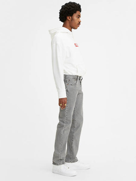Levis 005012370 Mens 501 Original Fit Stretch Jeans Grey side view. If you need any assistance with this item or the purchase of this item please call us at five six one seven four eight eight eight zero one Monday through Saturday 10:00a.m EST to 8:00 p.m EST