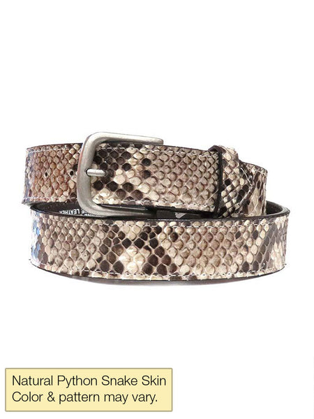 Skin Shop 235P Genuine Python Snakeskin Western Belt Natural front view. If you need any assistance with this item or the purchase of this item please call us at five six one seven four eight eight eight zero one Monday through Saturday 10:00a.m EST to 8:00 p.m EST