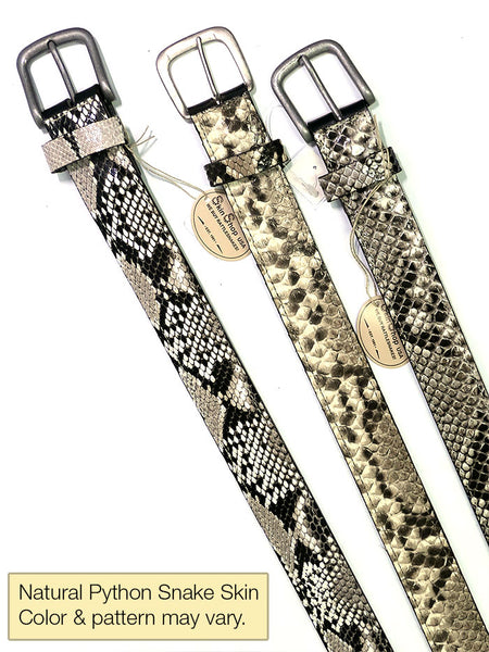 Skin Shop 235P Genuine Python Snakeskin Western Belt Natural