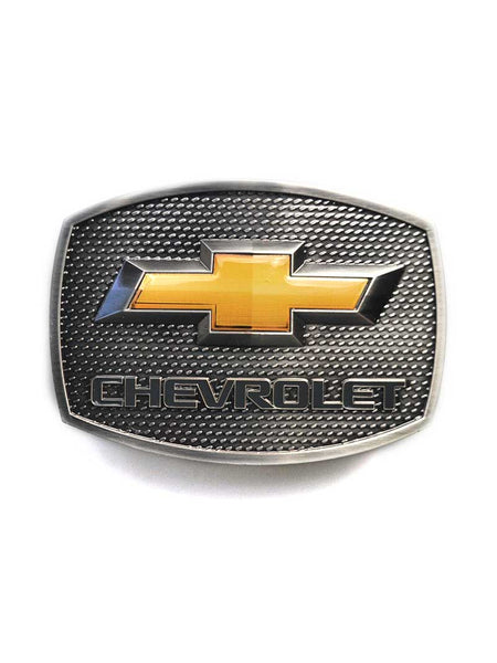 Western Express JD-117 Authentic Chevrolet Orange Logo Belt Buckle front view. If you need any assistance with this item or the purchase of this item please call us at five six one seven four eight eight eight zero one Monday through Saturday 10:00a.m EST to 8:00 p.m EST