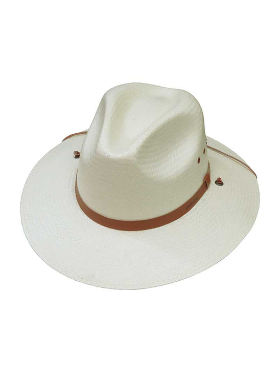Stetson OSLAMS-383081 LOS ALAMOS Outdoor Straw Hat Natural front view. If you need any assistance with this item or the purchase of this item please call us at five six one seven four eight eight eight zero one Monday through Saturday 10:00a.m EST to 8:00 p.m EST