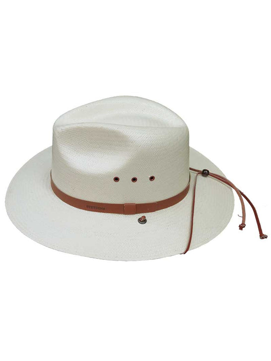 Stetson OSLAMS-383081 LOS ALAMOS Outdoor Straw Hat Natural side view. If you need any assistance with this item or the purchase of this item please call us at five six one seven four eight eight eight zero one Monday through Saturday 10:00a.m EST to 8:00 p.m EST