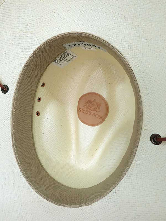Stetson OSLAMS-383081 LOS ALAMOS Outdoor Straw Hat Natural inside view. If you need any assistance with this item or the purchase of this item please call us at five six one seven four eight eight eight zero one Monday through Saturday 10:00a.m EST to 8:00 p.m EST