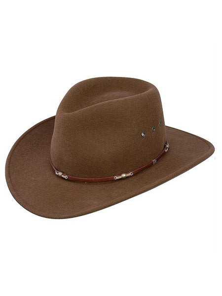 Stetson SWWDWD-8132-11 Wildwood Crushable Wool Felt Hat Acorn side and front view. If you need any assistance with this item or the purchase of this item please call us at five six one seven four eight eight eight zero one Monday through Saturday 10:00a.m EST to 8:00 p.m EST