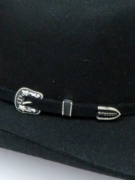 Stetson SFSKYL-754007 SKYLINE 6X 4" Brim Felt Hat Black band close up. If you need any assistance with this item or the purchase of this item please call us at five six one seven four eight eight eight zero one Monday through Saturday 10:00a.m EST to 8:00 p.m EST