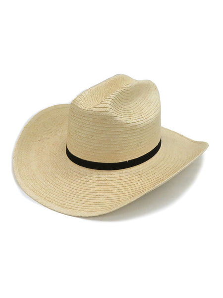 SunBody HGKC Kids Cattleman Handcrafted Palm Hat Natural side / front view. If you need any assistance with this item or the purchase of this item please call us at five six one seven four eight eight eight zero one Monday through Saturday 10:00a.m EST to 8:00 p.m EST