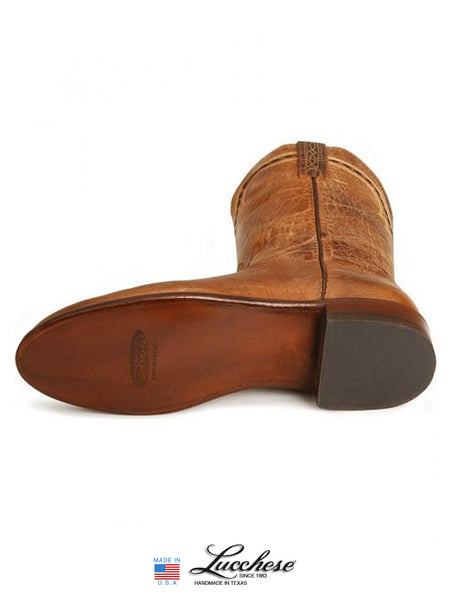 Lucchese T0121.C2 / T6178.C2 Mens 1883 Mad Dog Leather Roper Boots Tan sole view. If you need any assistance with this item or the purchase of this item please call us at five six one seven four eight eight eight zero one Monday through Saturday 10:00a.m EST to 8:00 p.m EST