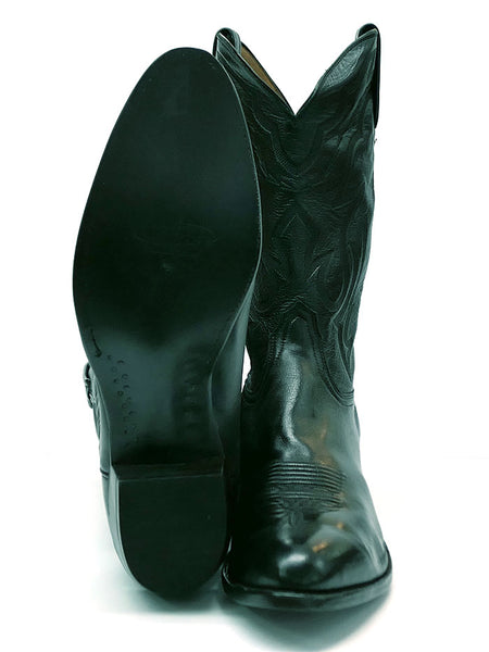 Lucchese T3094-R4 Mens Lone Star Calf R-Toe Cowboy Boots Black sole and front view pair. If you need any assistance with this item or the purchase of this item please call us at five six one seven four eight eight eight zero one Monday through Saturday 10:00a.m EST to 8:00 p.m EST