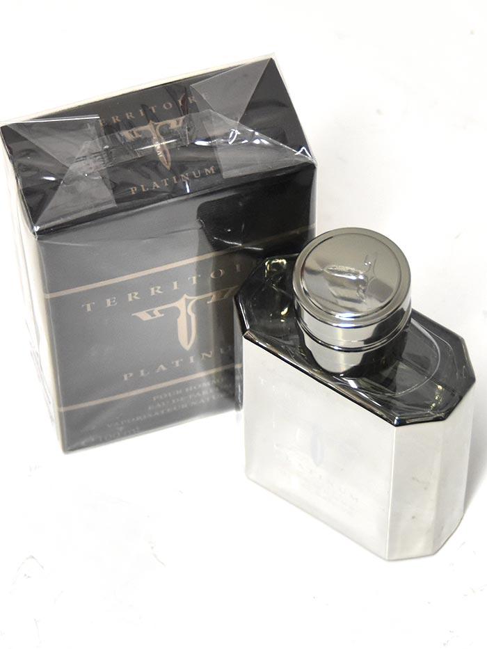 Authentic Territoire Platinum 3.4oz Cologne Spray for Men front view of bottle. If you need any assistance with this item or the purchase of this item please call us at five six one seven four eight eight eight zero one Monday through Saturday 10:00a.m EST to 8:00 p.m EST