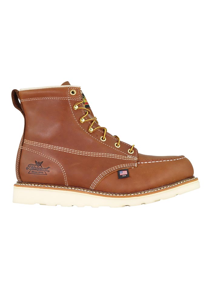 Thorogood 804-4200 Mens American Heritage 6″ Safety Toe Work Boot Tobacco side and sole view. If you need any assistance with this item or the purchase of this item please call us at five six one seven four eight eight eight zero one Monday through Saturday 10:00a.m EST to 8:00 p.m EST