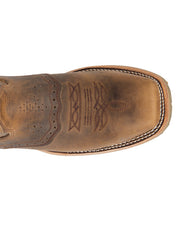 Double H DH3567 Mens Dwight Square Steel Toe Boot Brown toe view from above. If you need any assistance with this item or the purchase of this item please call us at five six one seven four eight eight eight zero one Monday through Saturday 10:00a.m EST to 8:00 p.m EST