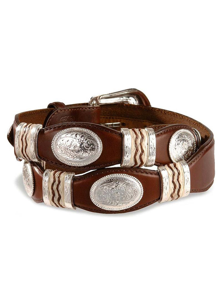 Tony Lama 9119L Mens Cutting Champ Conchos Belt Aged Bark front view. If you need any assistance with this item or the purchase of this item please call us at five six one seven four eight eight eight zero one Monday through Saturday 10:00a.m EST to 8:00 p.m EST