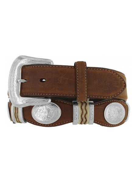 Tony Lama 9119L Mens Cutting Champ Conchos Belt Aged Bark front view. If you need any assistance with this item or the purchase of this item please call us at five six one seven four eight eight eight zero one Monday through Saturday 10:00a.m EST to 8:00 p.m EST