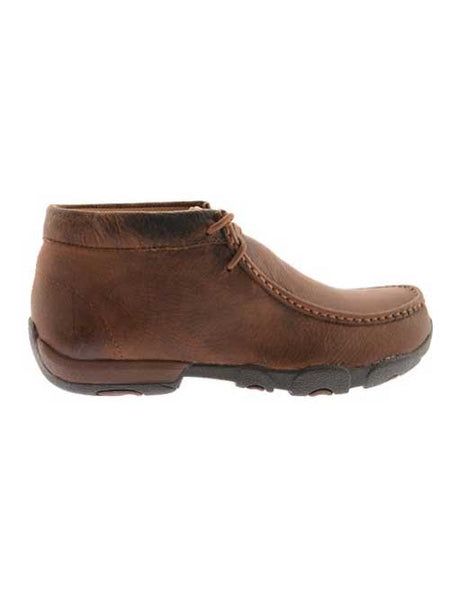 Twisted X MDM0014 Mens Driving Lace Up Moccasins Bomber Brown side view. If you need any assistance with this item or the purchase of this item please call us at five six one seven four eight eight eight zero one Monday through Saturday 10:00a.m EST to 8:00 p.m EST