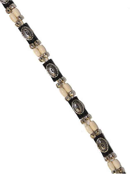 Twister 0298301 Bone Beads Leather Hatband Black detail view. If you need any assistance with this item or the purchase of this item please call us at five six one seven four eight eight eight zero one Monday through Saturday 10:00a.m EST to 8:00 p.m EST