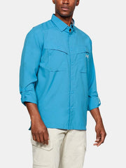 Under Armour Mens Tide Chaser Long Sleeve Shirt 1290744-452 Blue Side view. If you need any assistance with this item or the purchase of this item please call us at five six one seven four eight eight eight zero one Monday through Saturday 10:00a.m EST to 8:00 p.m EST