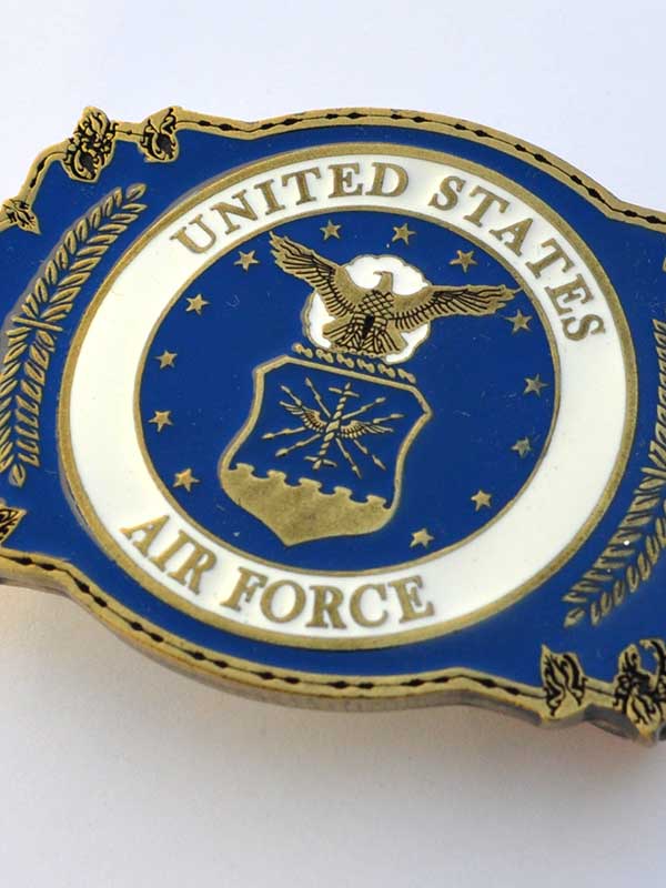 Eagle Emblems B0115 United States Air Force Pewter Belt Buckle front view. If you need any assistance with this item or the purchase of this item please call us at five six one seven four eight eight eight zero one Monday through Saturday 10:00a.m EST to 8:00 p.m EST