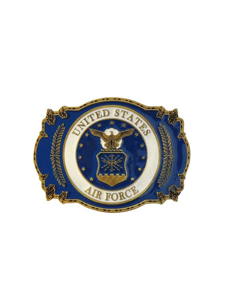 Eagle Emblems B0115 United States Air Force Pewter Belt Buckle front view. If you need any assistance with this item or the purchase of this item please call us at five six one seven four eight eight eight zero one Monday through Saturday 10:00a.m EST to 8:00 p.m EST