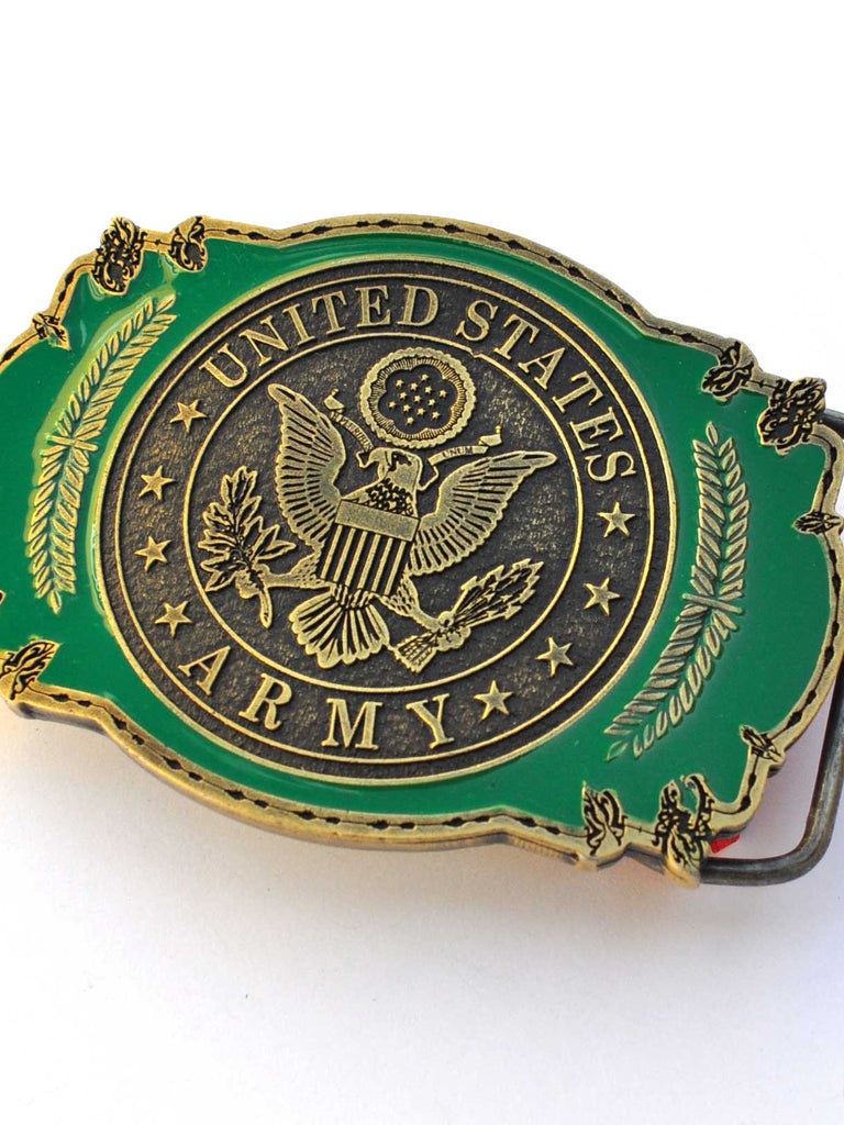 Eagle Emblems B0101 United States Army Pewter Belt Buckle front view. If you need any assistance with this item or the purchase of this item please call us at five six one seven four eight eight eight zero one Monday through Saturday 10:00a.m EST to 8:00 p.m EST
