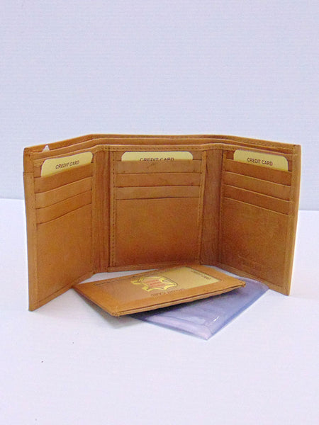 Western Express WE-MIN-2304-BLK Men's Genuine Leather Tri-Fold Wallet Tan. If you need any assistance with this item or the purchase of this item please call us at five six one seven four eight eight eight zero one Monday through Saturday 10:00a.m EST to 8:00 p.m EST