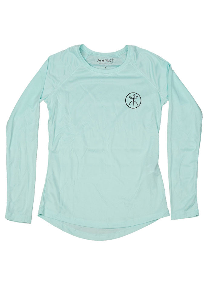 MANG WP1171LS Womens Rays Long Sleeve Performance Tee Blue back view. If you need any assistance with this item or the purchase of this item please call us at five six one seven four eight eight eight zero one Monday through Saturday 10:00a.m EST to 8:00 p.m EST