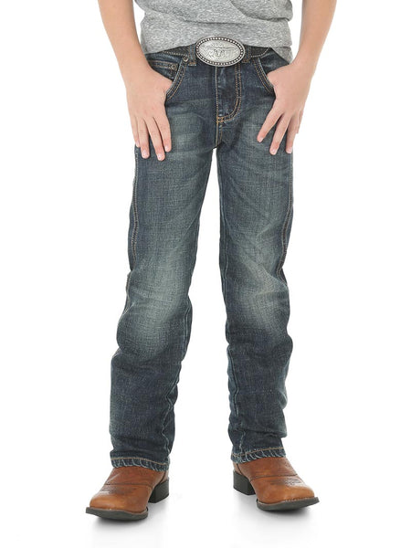 Wrangler 88JWZBZ 88BWZBZ Kids Retro Slim Straight Jean Bozeman front view. If you need any assistance with this item or the purchase of this item please call us at five six one seven four eight eight eight zero one Monday through Saturday 10:00a.m EST to 8:00 p.m EST