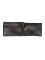 Wrangler 49010 Basket Weave Bi-Fold Front Pocket Wallet Dark Brown open inside view. 