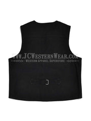 Wyoming Traders Mens Buffalo Leather Vest Black back view. If you need any assistance with this item or the purchase of this item please call us at five six one seven four eight eight eight zero one Monday through Saturday 10:00a.m EST to 8:00 p.m EST