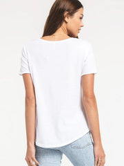 Z Supply ZT201273S-WHT Womens ORGANIC COTTON V-Neck Relaxed-Fit Tee White back view. If you need any assistance with this item or the purchase of this item please call us at five six one seven four eight eight eight zero one Monday through Saturday 10:00a.m EST to 8:00 p.m EST