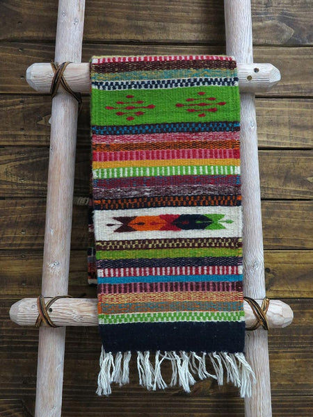 Southwestern Zapotec Multi-Colored Wool Table Runner 10x72 Front VIew