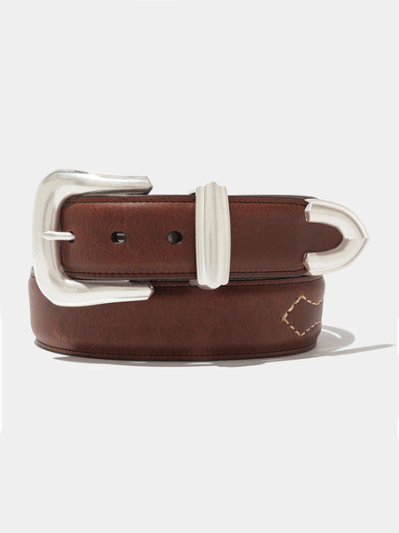 Vintage Bison VB-7012 Mens Dalton Leather Belt Saddle front view. If you need any assistance with this item or the purchase of this item please call us at five six one seven four eight eight eight zero one Monday through Saturday 10:00a.m EST to 8:00 p.m EST