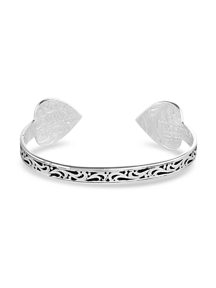 Montana Silversmiths BC4880 Womens Ace of Hearts Cuff Bracelet Silver front view. If you need any assistance with this item or the purchase of this item please call us at five six one seven four eight eight eight zero one Monday through Saturday 10:00a.m EST to 8:00 p.m EST