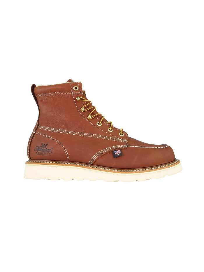 Thorogood 814-4200 Mens MAXWear Wedge Moc Toe Boot Tobacco front and back view. If you need any assistance with this item or the purchase of this item please call us at five six one seven four eight eight eight zero one Monday through Saturday 10:00a.m EST to 8:00 p.m EST