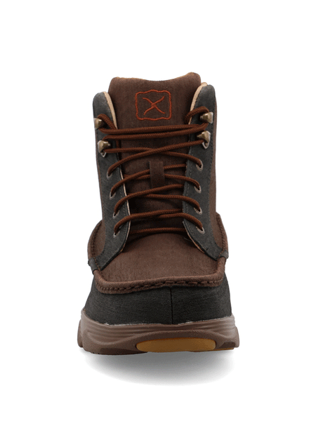 Twisted X MIE0003 Mens 6" Crossover Lace-Up Boots Light Brown & Dark Green front view. If you need any assistance with this item or the purchase of this item please call us at five six one seven four eight eight eight zero one Monday through Saturday 10:00a.m EST to 8:00 p.m EST
