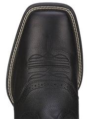 Ariat 10016292 Mens Sport Wide Square Toe Western Boot Black toe view from above. If you need any assistance with this item or the purchase of this item please call us at five six one seven four eight eight eight zero one Monday through Saturday 10:00a.m EST to 8:00 p.m EST