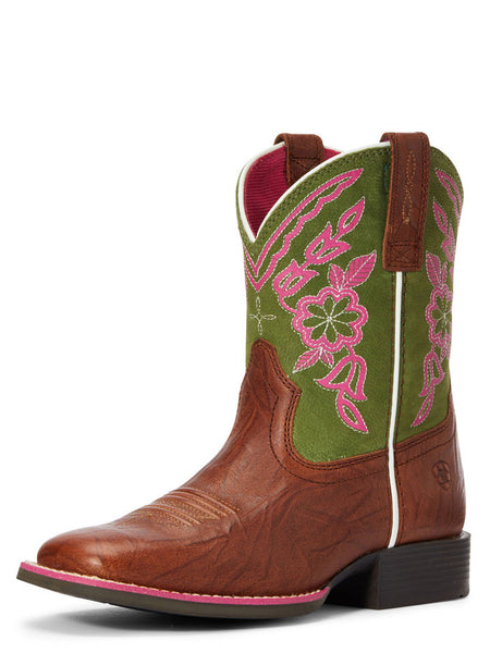 Ariat 10034066 Kids Cattle Cate Western Boot Copper Penny side and front view. If you need any assistance with this item or the purchase of this item please call us at five six one seven four eight eight eight zero one Monday through Saturday 10:00a.m EST to 8:00 p.m EST