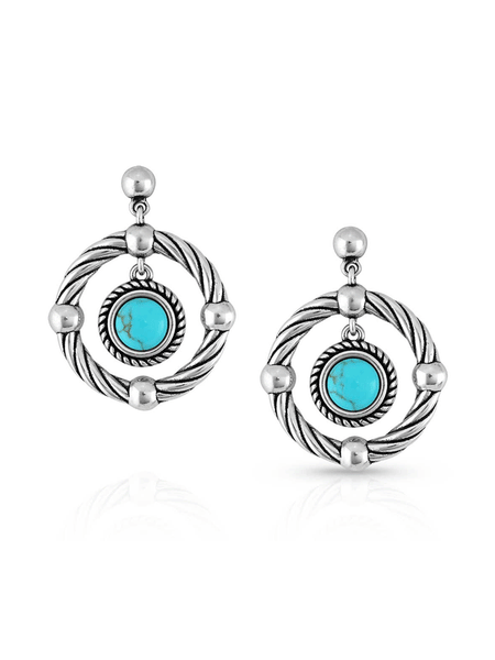 Montana Silversmiths ER5304 Womens Every Direction Turquoise Earrings Silver front view. If you need any assistance with this item or the purchase of this item please call us at five six one seven four eight eight eight zero one Monday through Saturday 10:00a.m EST to 8:00 p.m EST