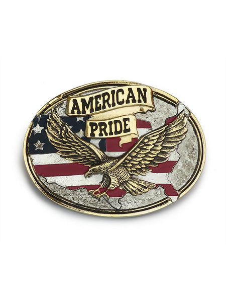 Montana Silversmiths 60806P American Pride Attitude Eagle Belt Buckle front view. If you need any assistance with this item or the purchase of this item please call us at five six one seven four eight eight eight zero one Monday through Saturday 10:00a.m EST to 8:00 p.m EST