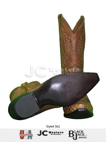 Black Jack 562-53 Mens Alligator Boots Burnished Tan Cognac front and sole view pair. If you need any assistance with this item or the purchase of this item please call us at five six one seven four eight eight eight zero one Monday through Saturday 10:00a.m EST to 8:00 p.m EST