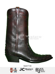 Black Jack 7126 Mens Alligator Tail Western Boots Black Cherry outter side view. If you need any assistance with this item or the purchase of this item please call us at five six one seven four eight eight eight zero one Monday through Saturday 10:00a.m EST to 8:00 p.m EST