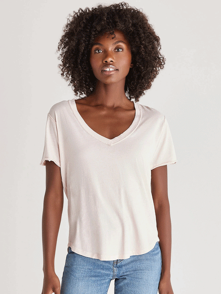 Z Supply ZT201273-PSK Womens ORGANIC COTTON Relaxed-Fit Tee Pink Sky front view. If you need any assistance with this item or the purchase of this item please call us at five six one seven four eight eight eight zero one Monday through Saturday 10:00a.m EST to 8:00 p.m EST