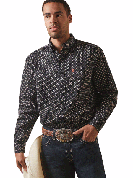 Ariat 10043923 Mens Dover Classic Long Sleeve Shirt Black front view. If you need any assistance with this item or the purchase of this item please call us at five six one seven four eight eight eight zero one Monday through Saturday 10:00a.m EST to 8:00 p.m EST
