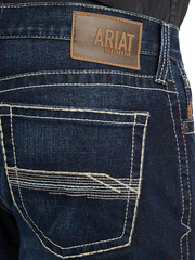 Ariat 10042203 Mens M8 Modern Ricardo Slim Leg Jean Memphis back pocket view. If you need any assistance with this item or the purchase of this item please call us at five six one seven four eight eight eight zero one Monday through Saturday 10:00a.m EST to 8:00 p.m EST