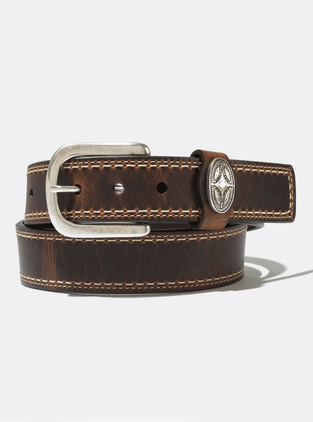Vintage Bison VB-6315 Mens Sycamore Leather Belt Whiskey front view. If you need any assistance with this item or the purchase of this item please call us at five six one seven four eight eight eight zero one Monday through Saturday 10:00a.m EST to 8:00 p.m EST
