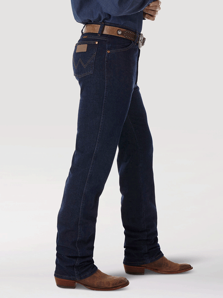 Wrangler 0937STR Cowboy Cut Stretch Slim Fit Jean Navy side view. If you need any assistance with this item or the purchase of this item please call us at five six one seven four eight eight eight zero one Monday through Saturday 10:00a.m EST to 8:00 p.m EST