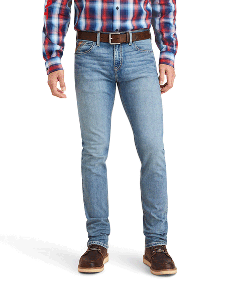 Ariat 10043184 Mens M8 Modern Ramon Slim Leg Jean Gaviota front view. If you need any assistance with this item or the purchase of this item please call us at five six one seven four eight eight eight zero one Monday through Saturday 10:00a.m EST to 8:00 p.m EST