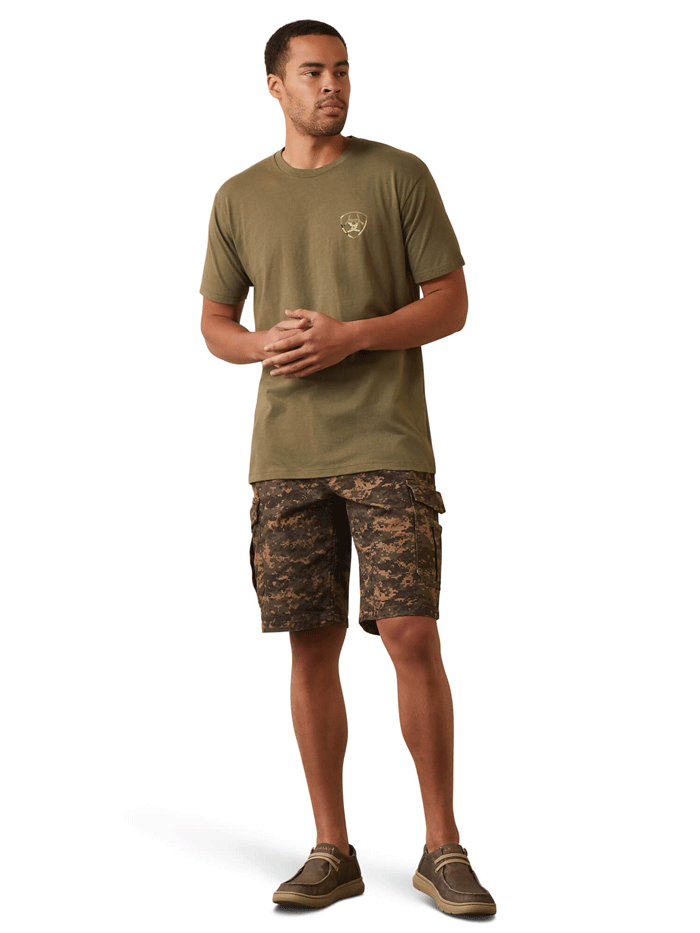 Ariat 10044779 Mens Tonal Camo Flag T-Shirt Military Heather back view. If you need any assistance with this item or the purchase of this item please call us at five six one seven four eight eight eight zero one Monday through Saturday 10:00a.m EST to 8:00 p.m EST